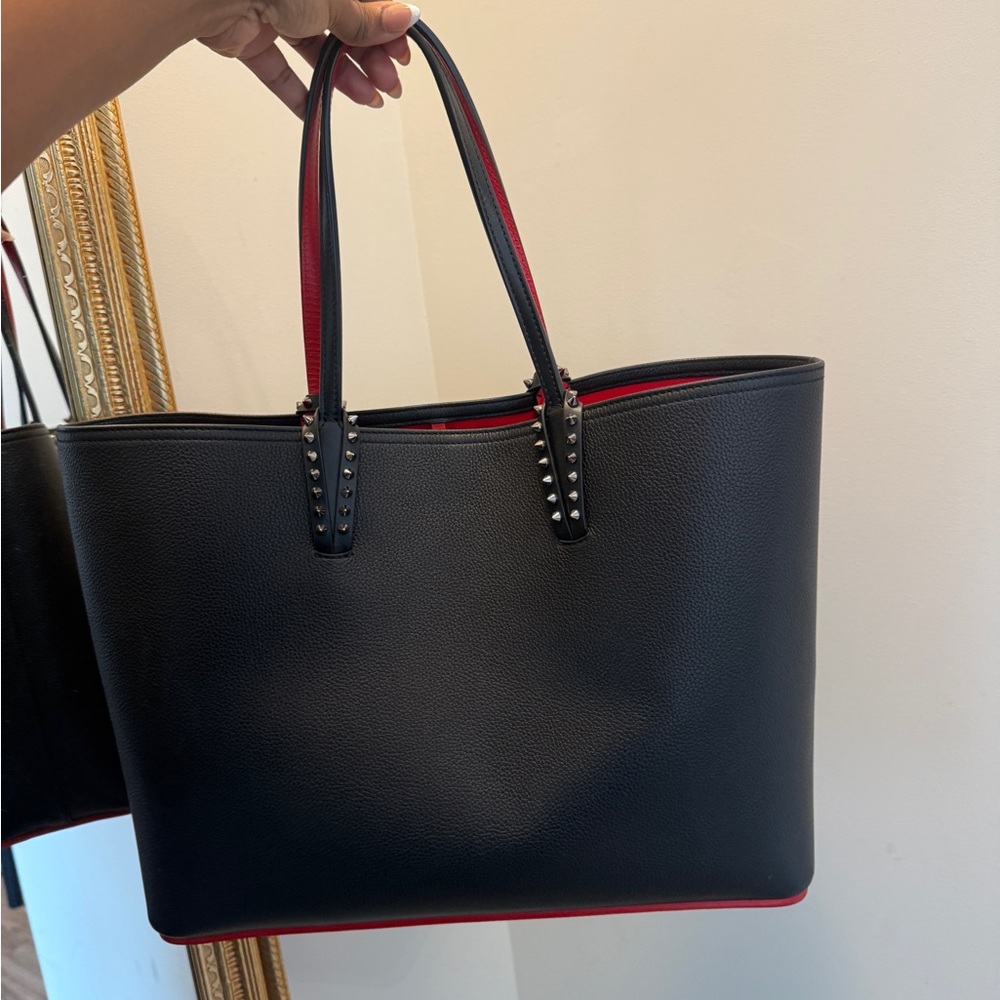 Christian Louboutin Paris Elegant Black and Red Tote Bag